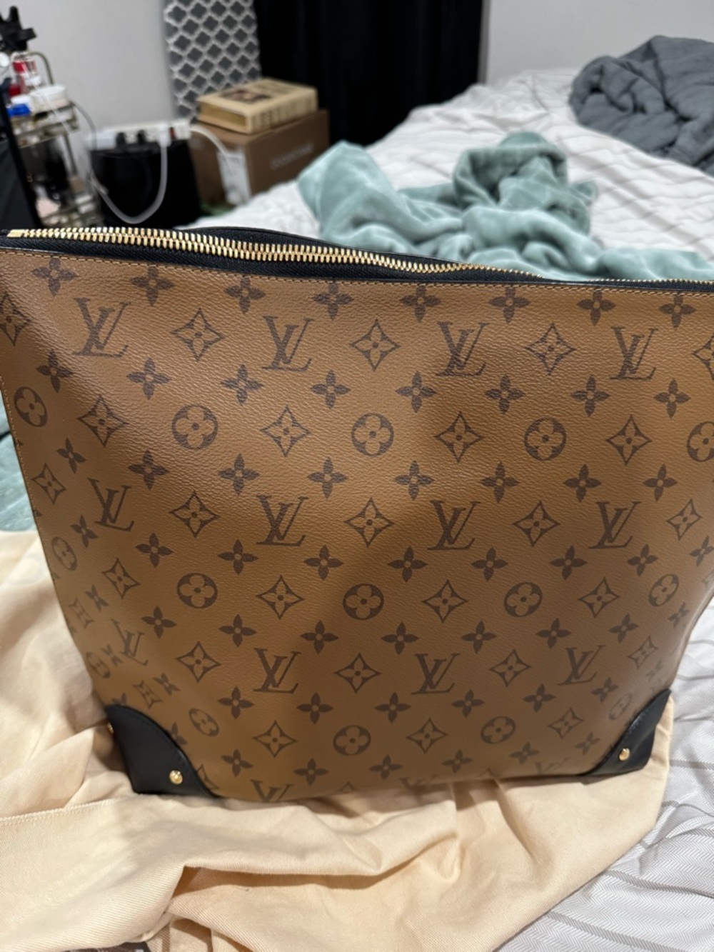 Louis Vuitton Monogram Canvas Brown Toiletry Pouch with Black Trim